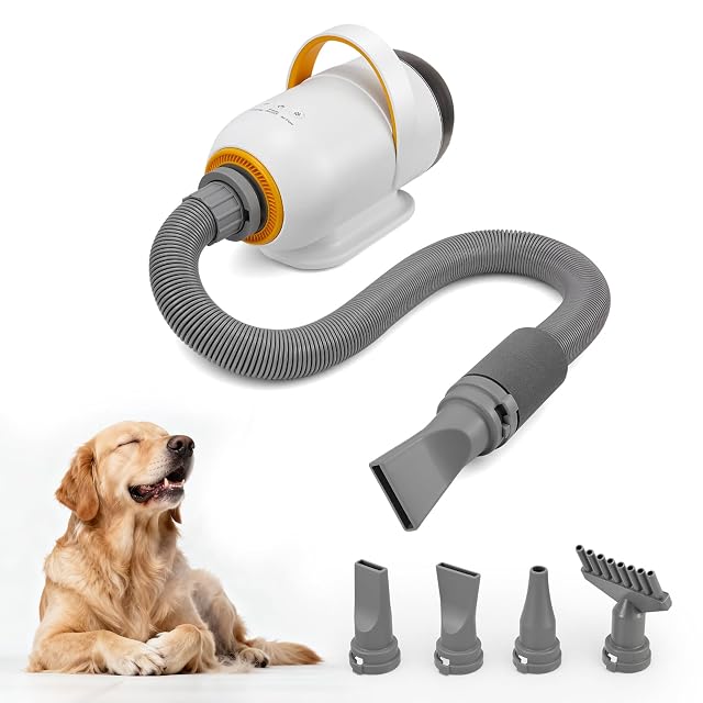Secador soplador Hoyiyobi de 3200 W para mascotas con boquillas