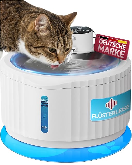 Fuente de agua para gatos Miaura sin cable con bandeja de acero