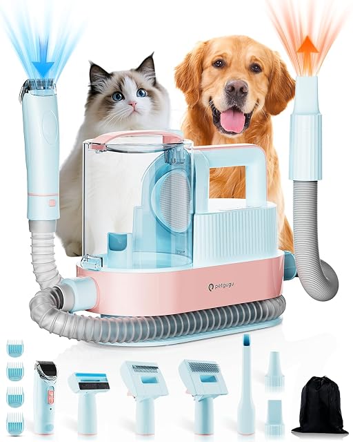 Aspirador de pelo para mascotas PETGUGU M1 Pro 7 en 1 con secador